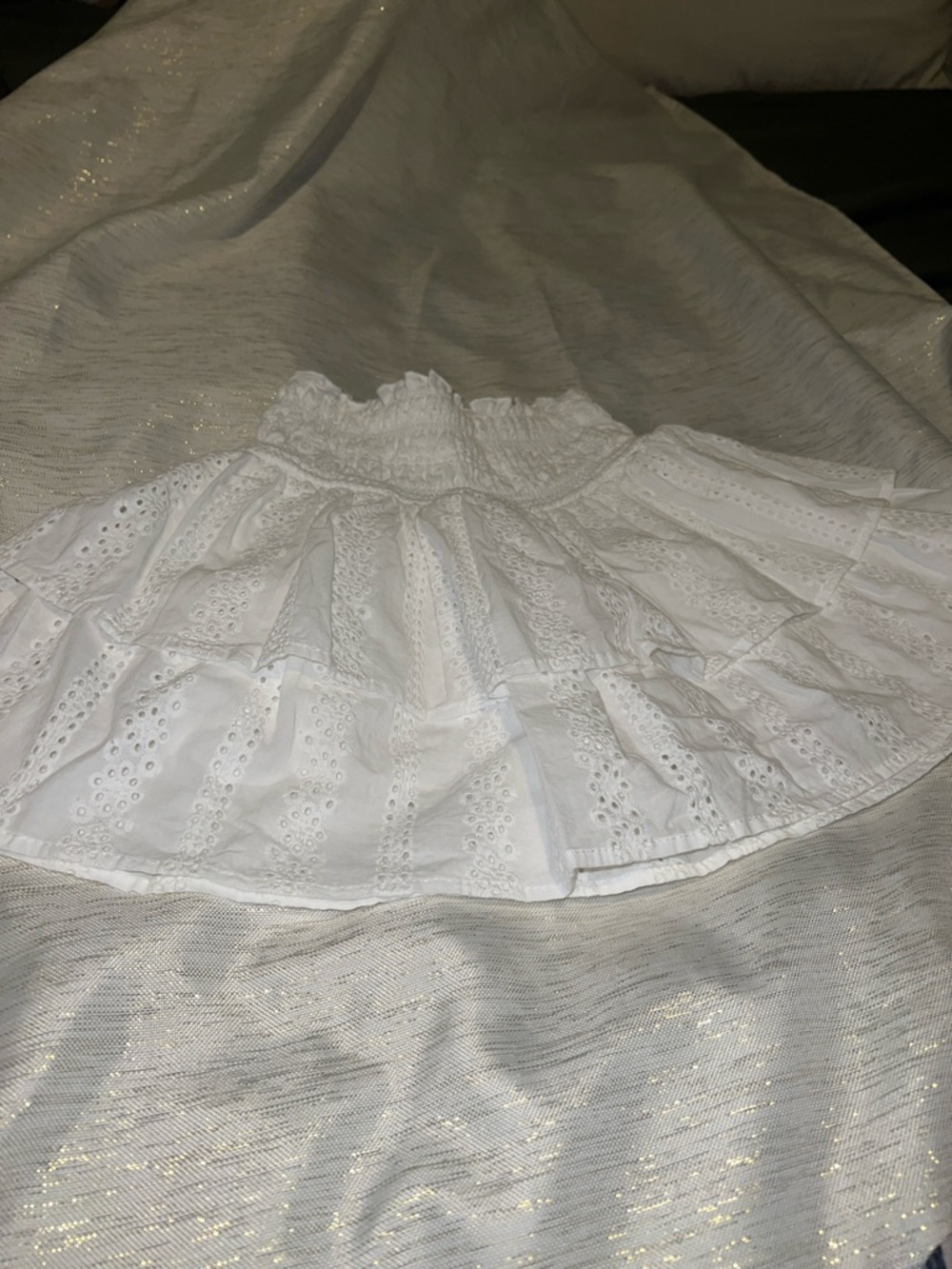 White Eyelet Tiered Skirt - Women